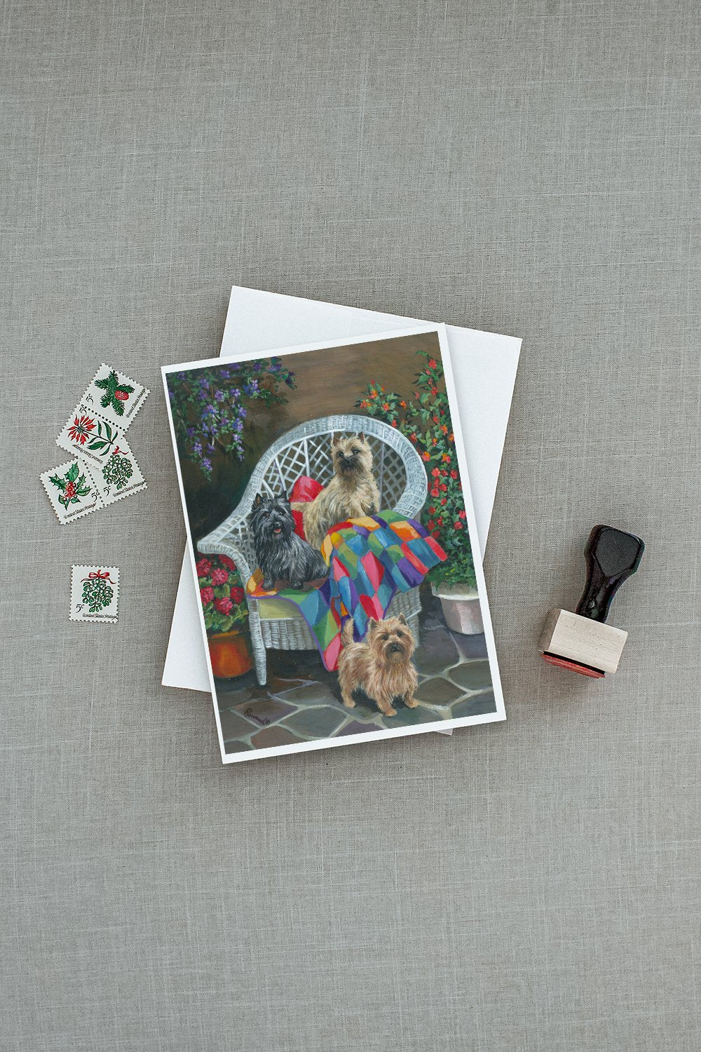 Cairn Terrier Trio Greeting Cards Pack of 8 Blank Cards with Envelopes Whimsical A7 Size 5x7