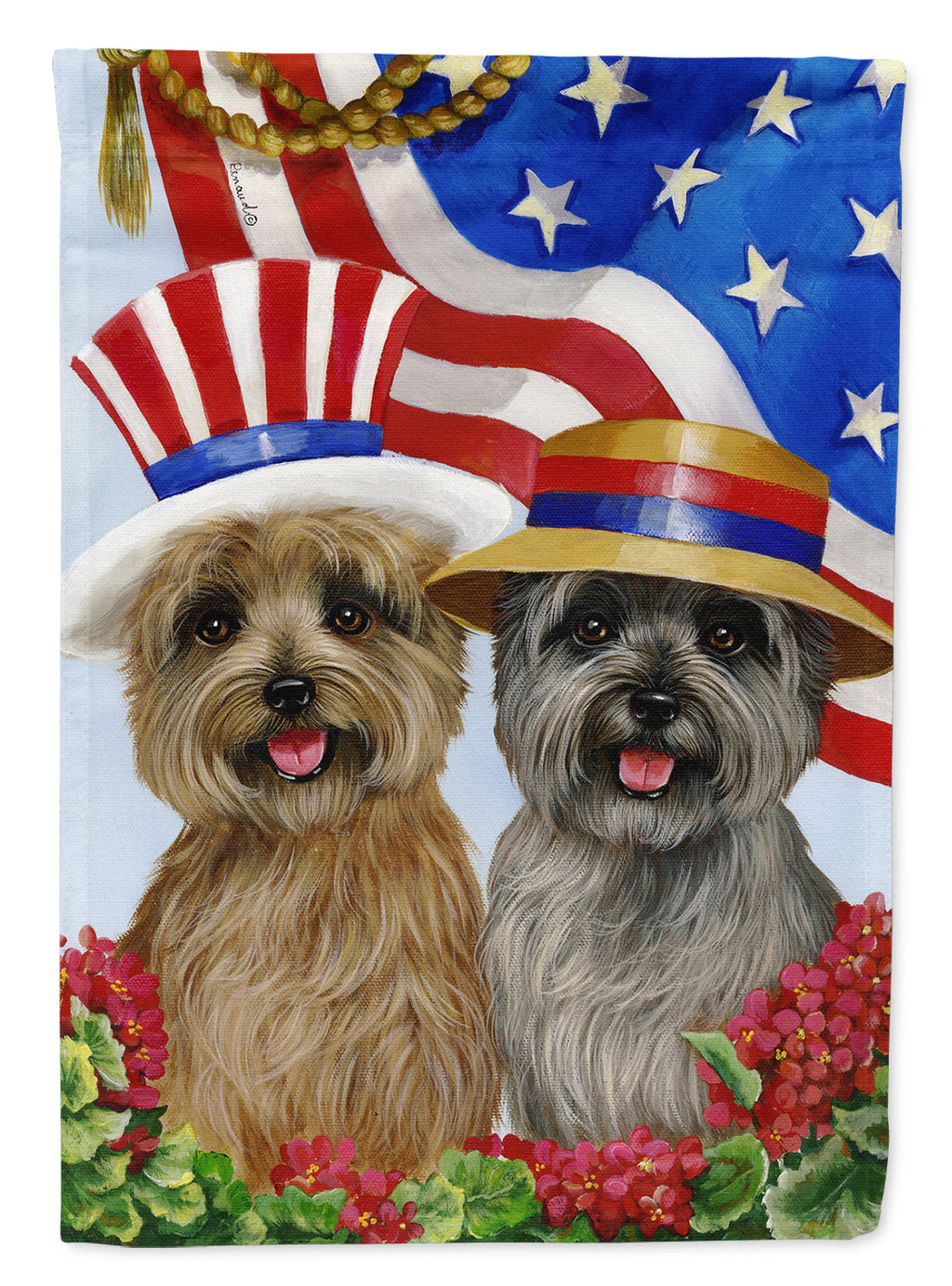 Cairn Terrier USA House Flag 28x40 Porch Sleeve Pole Decorative Outside Yard Banner Artwork Wall Hanging, Polyester