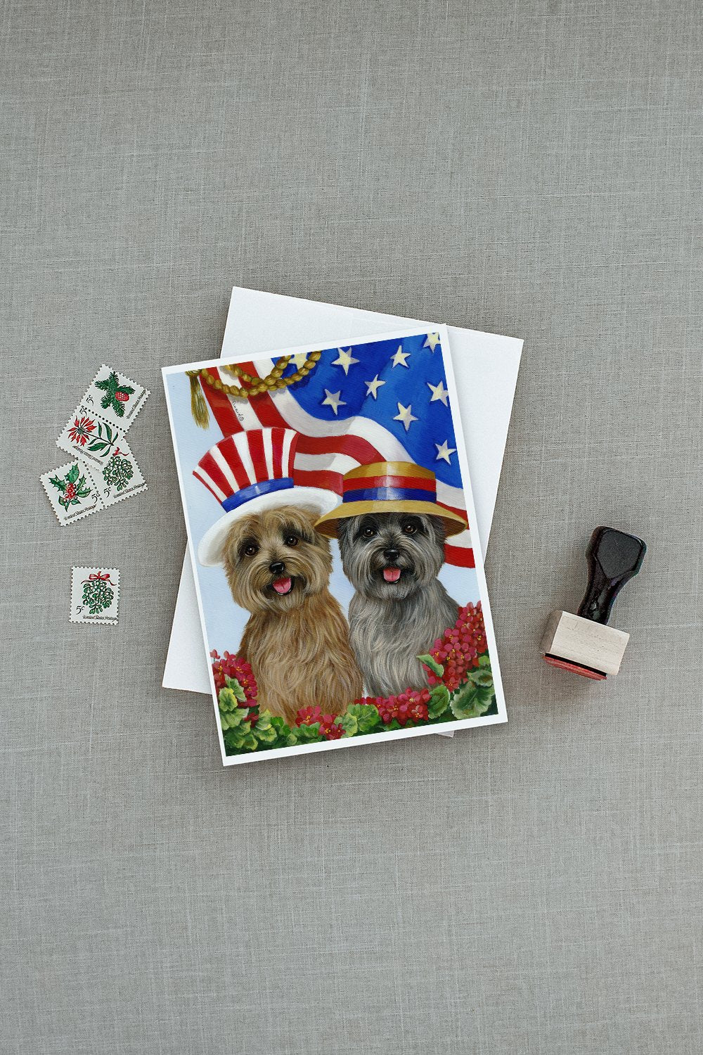 Cairn Terrier USA Greeting Cards Pack of 8 Blank Cards with Envelopes Whimsical A7 Size 5x7