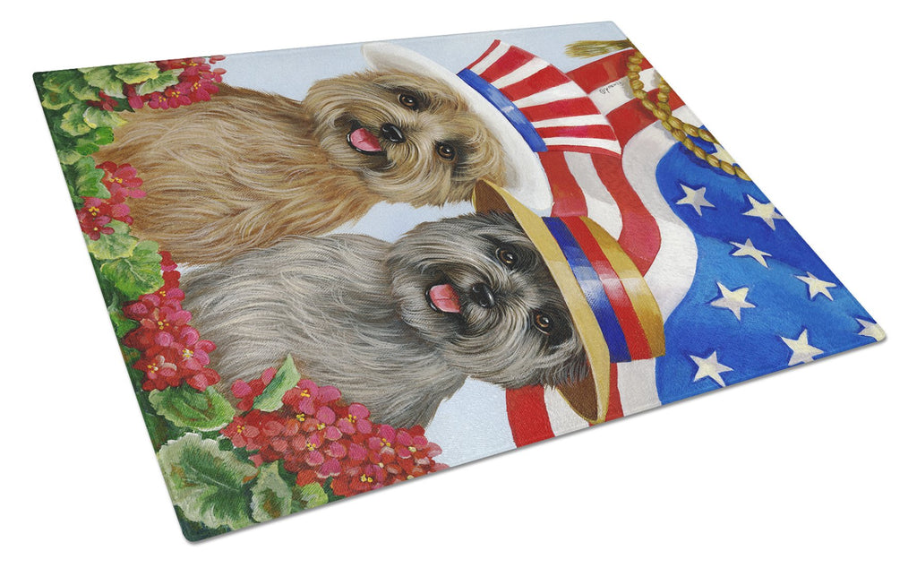 Cairn Terrier USA Cutting Board Tempered Glass Kitchen Cutting Surface, Heat Resistant Chopping, Non-Slip Feet, Food Prep & Serving