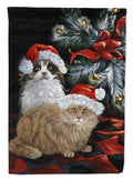 Cat Kitty Glitter Christmas House Flag 28x40 Porch Sleeve Pole Decorative Outside Yard Banner Artwork Wall Hanging, Polyester