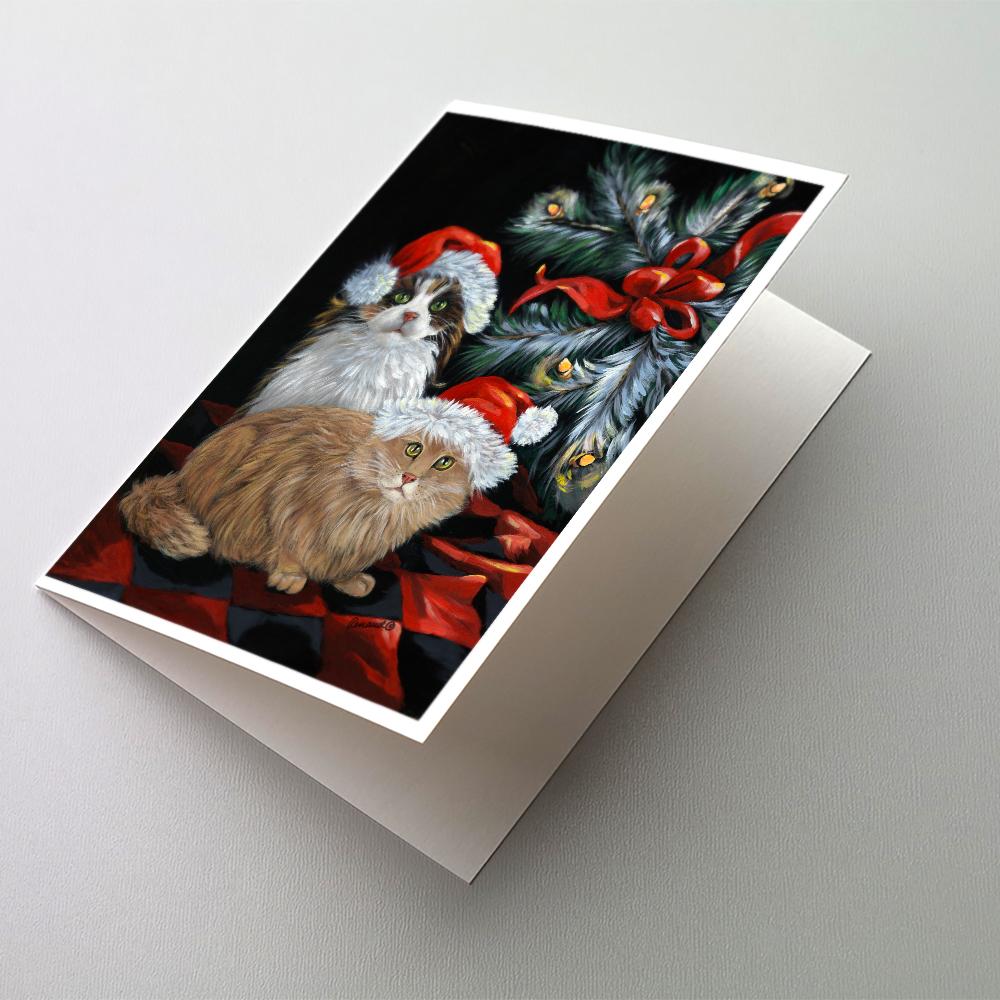 Cat Kitty Glitter Christmas Greeting Cards Pack of 8 Blank Cards with Envelopes Whimsical A7 Size 5x7