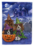 Cavalier Spaniel Halloween House House Flag 28x40 Porch Sleeve Pole Decorative Outside Yard Banner Artwork Wall Hanging, Polyester