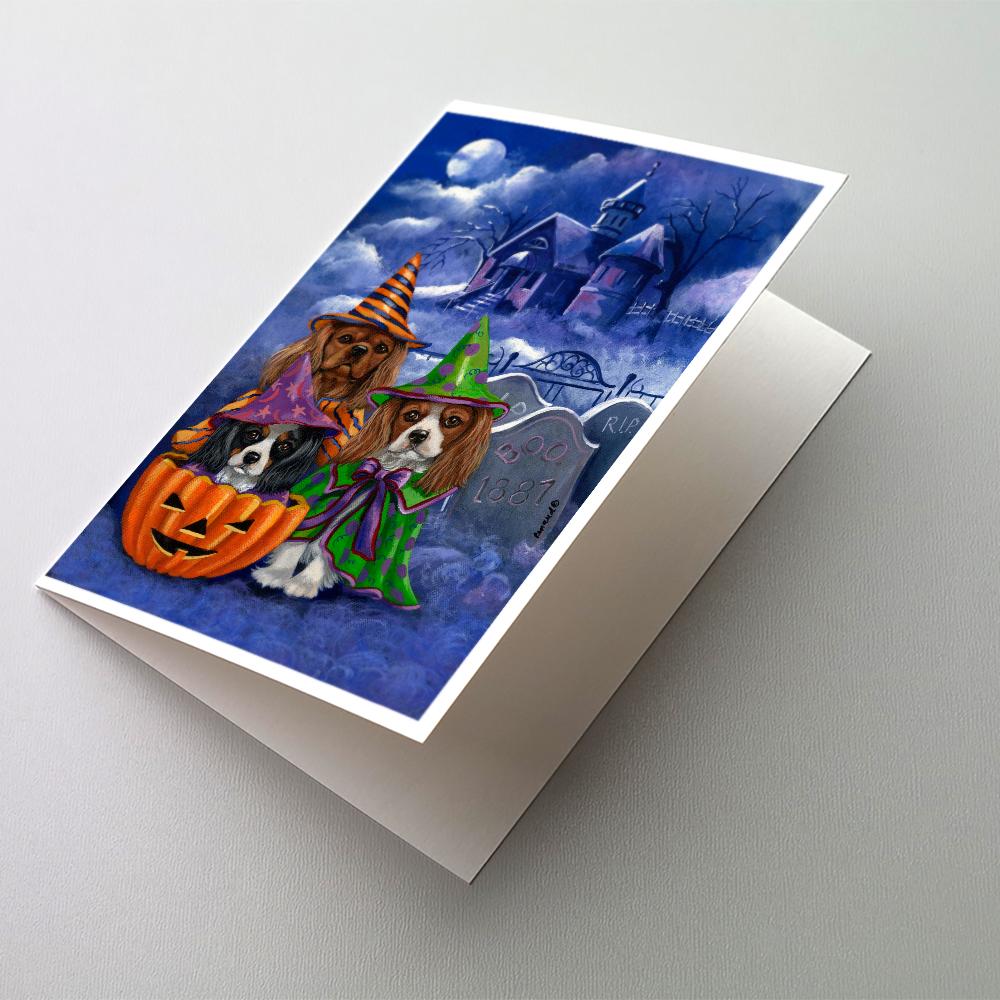 Cavalier Spaniel Halloween House Greeting Cards Pack of 8 Blank Cards with Envelopes Whimsical A7 Size 5x7