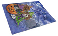 Cavalier Spaniel Halloween House Cutting Board Tempered Glass Kitchen Cutting Surface, Heat Resistant Chopping, Non-Slip Feet, Food Prep & Serving
