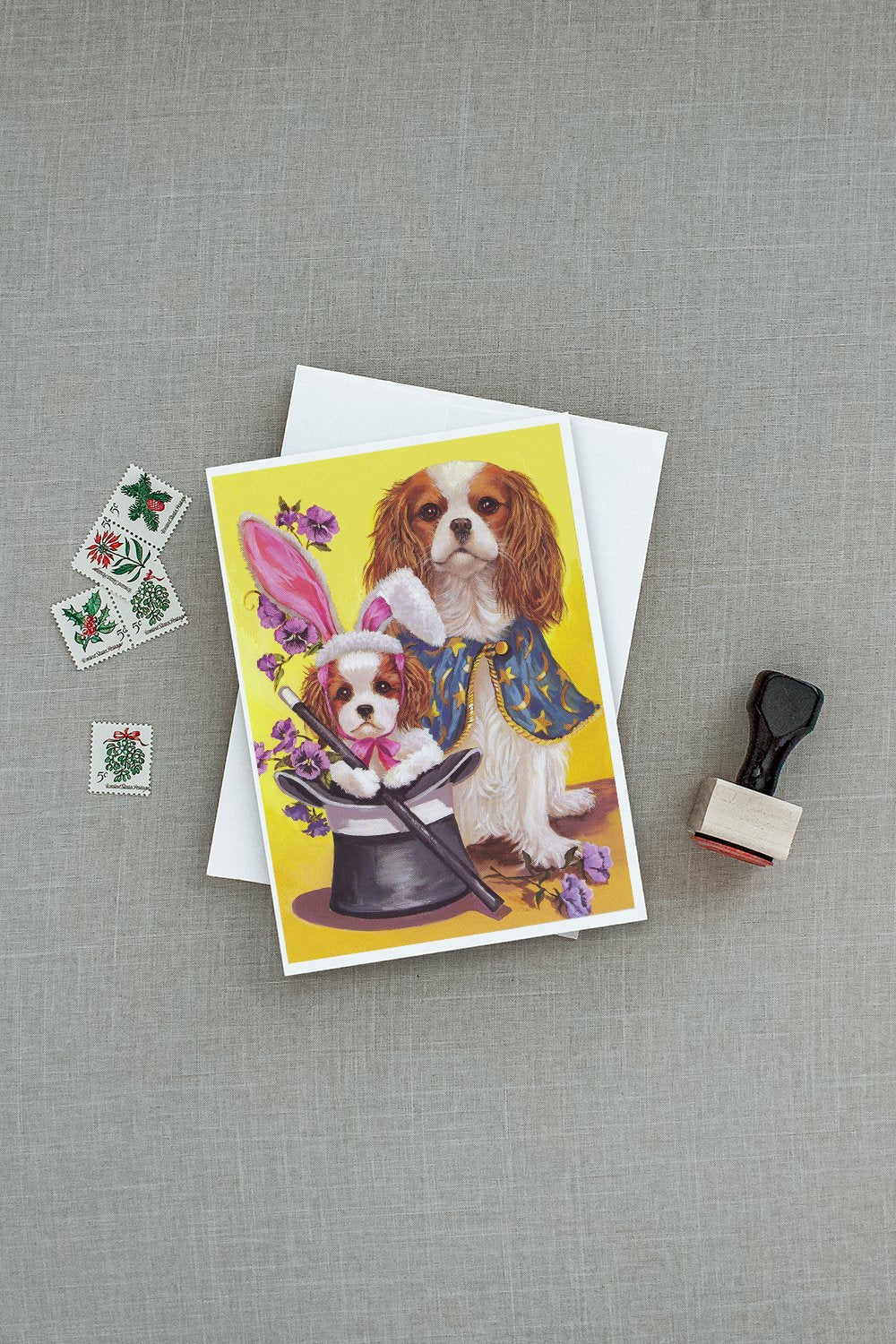 Cavalier Spaniel Easter Magic Greeting Cards Pack of 8 Blank Cards with Envelopes Whimsical A7 Size 5x7