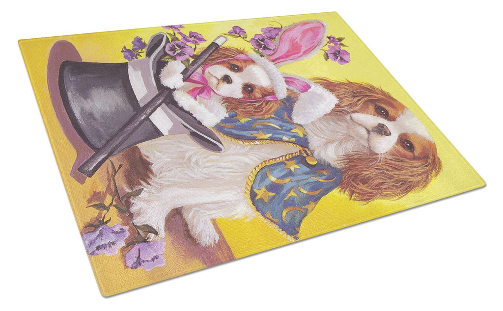 Cavalier Spaniel Easter Magic Cutting Board Tempered Glass Kitchen Cutting Surface, Heat Resistant Chopping, Non-Slip Feet, Food Prep & Serving