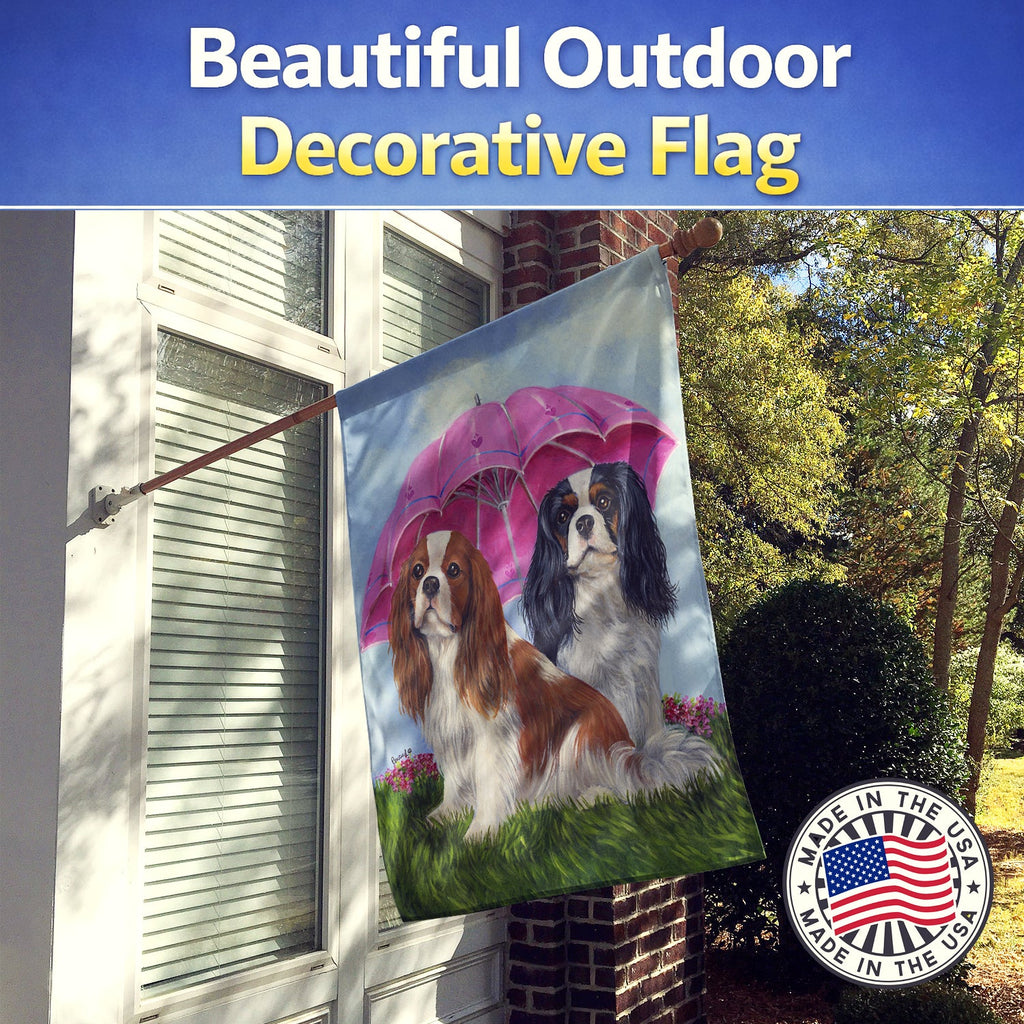 Cavalier Spaniel Royal Subjects House Flag 28x40 Porch Sleeve Pole Decorative Outside Yard Banner Artwork Wall Hanging, Polyester
