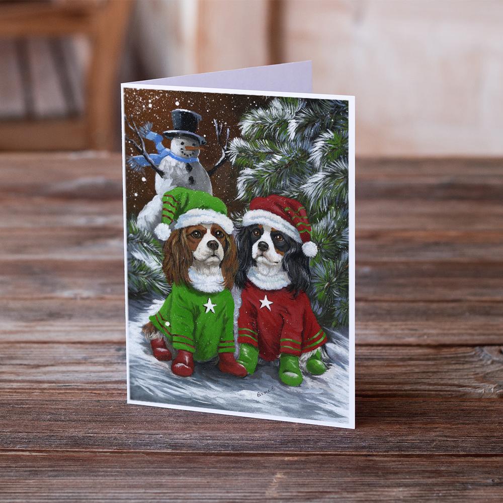 Cavalier Spaniel Snowman Christmas Greeting Cards Pack of 8 Blank Cards with Envelopes Whimsical A7 Size 5x7