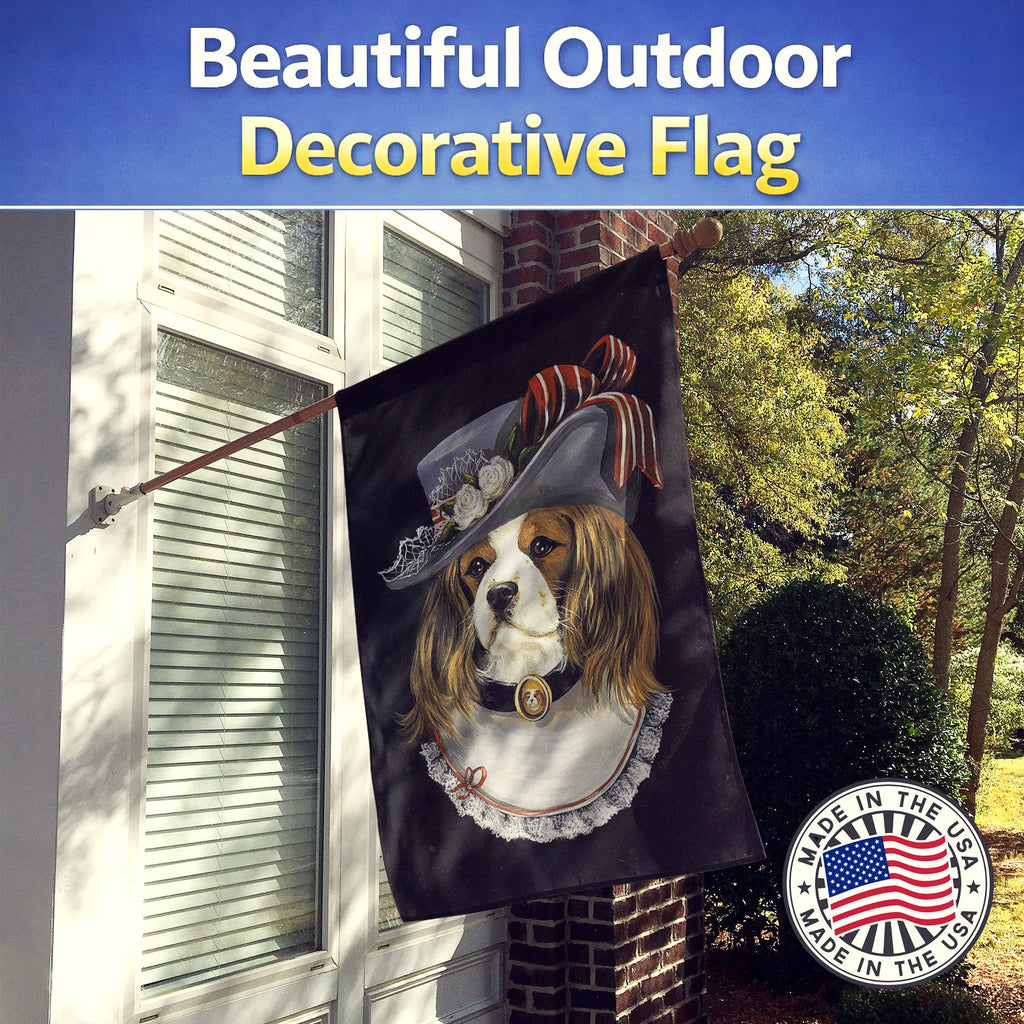 Cavalier Spaniel Stella House Flag 28x40 Porch Sleeve Pole Decorative Outside Yard Banner Artwork Wall Hanging, Polyester