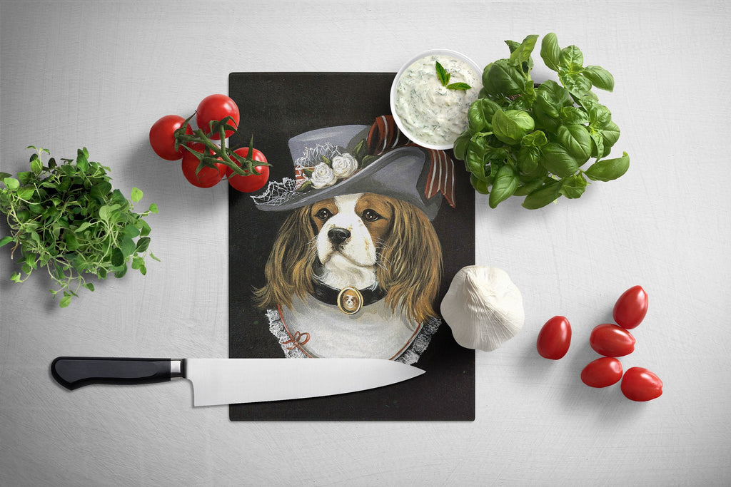 Cavalier Spaniel Stella Cutting Board Tempered Glass Kitchen Cutting Surface, Heat Resistant Chopping, Non-Slip Feet, Food Prep & Serving