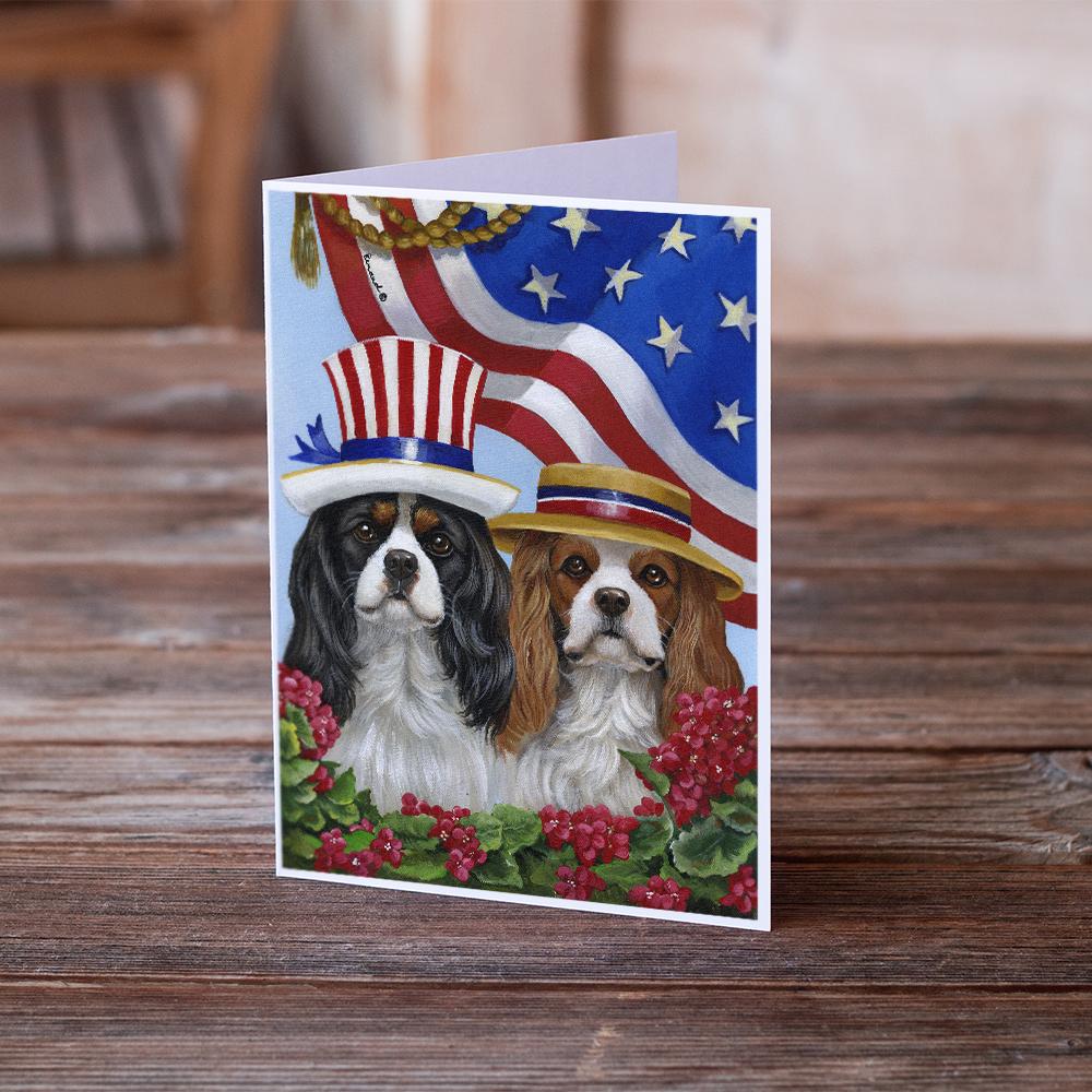 Cavalier Spaniel USA Greeting Cards Pack of 8 Blank Cards with Envelopes Whimsical A7 Size 5x7