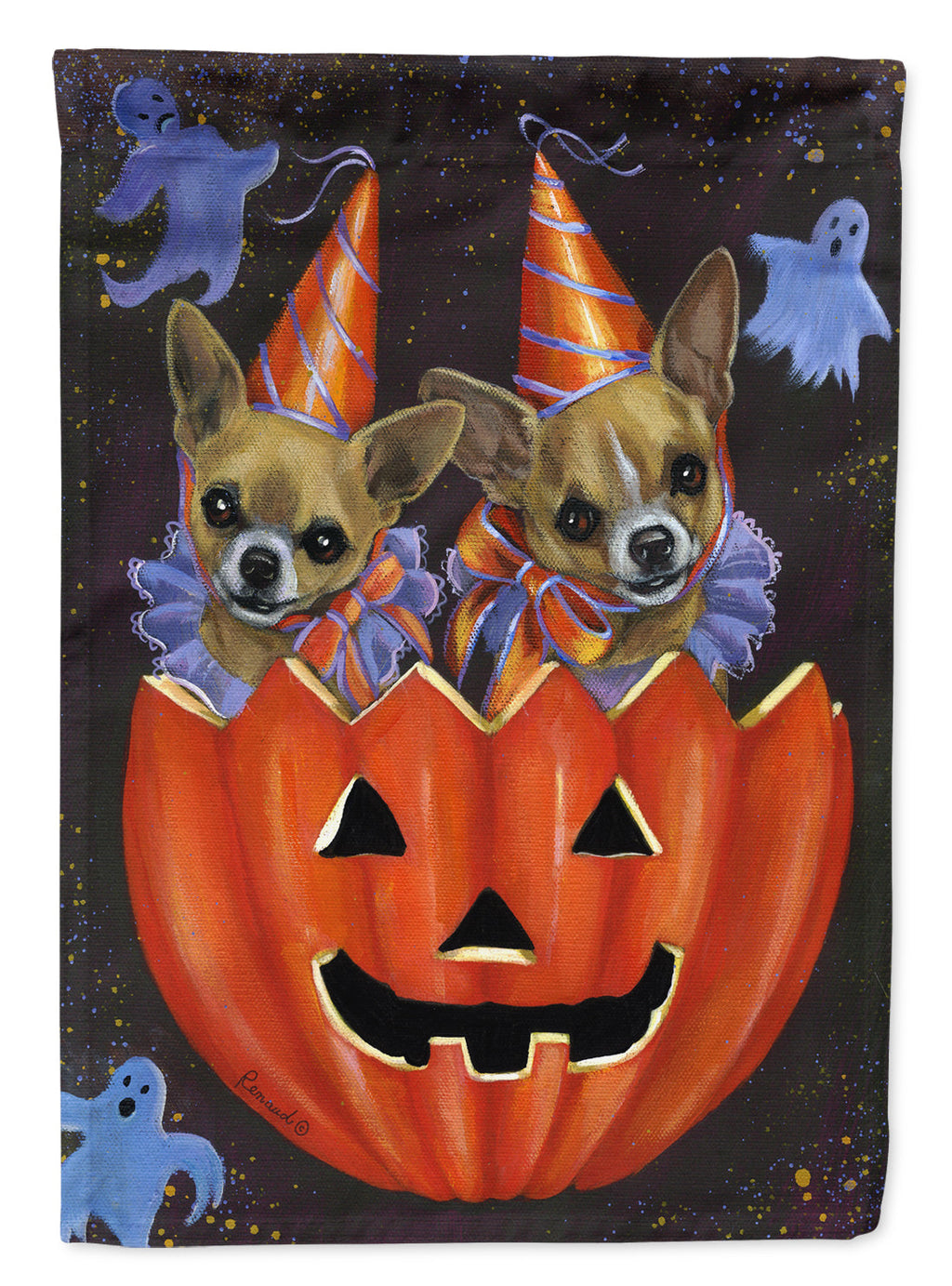 Chihuahua Halloweenies House Flag 28x40 Porch Sleeve Pole Decorative Outside Yard Banner Artwork Wall Hanging, Polyester
