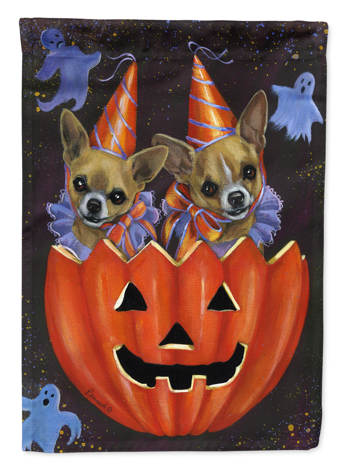 Chihuahua Halloweenies House Flag 28x40 Porch Sleeve Pole Decorative Outside Yard Banner Artwork Wall Hanging, Polyester