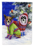 Chihuahua Christmas Snowflakes House Flag 28x40 Porch Sleeve Pole Decorative Outside Yard Banner Artwork Wall Hanging, Polyester