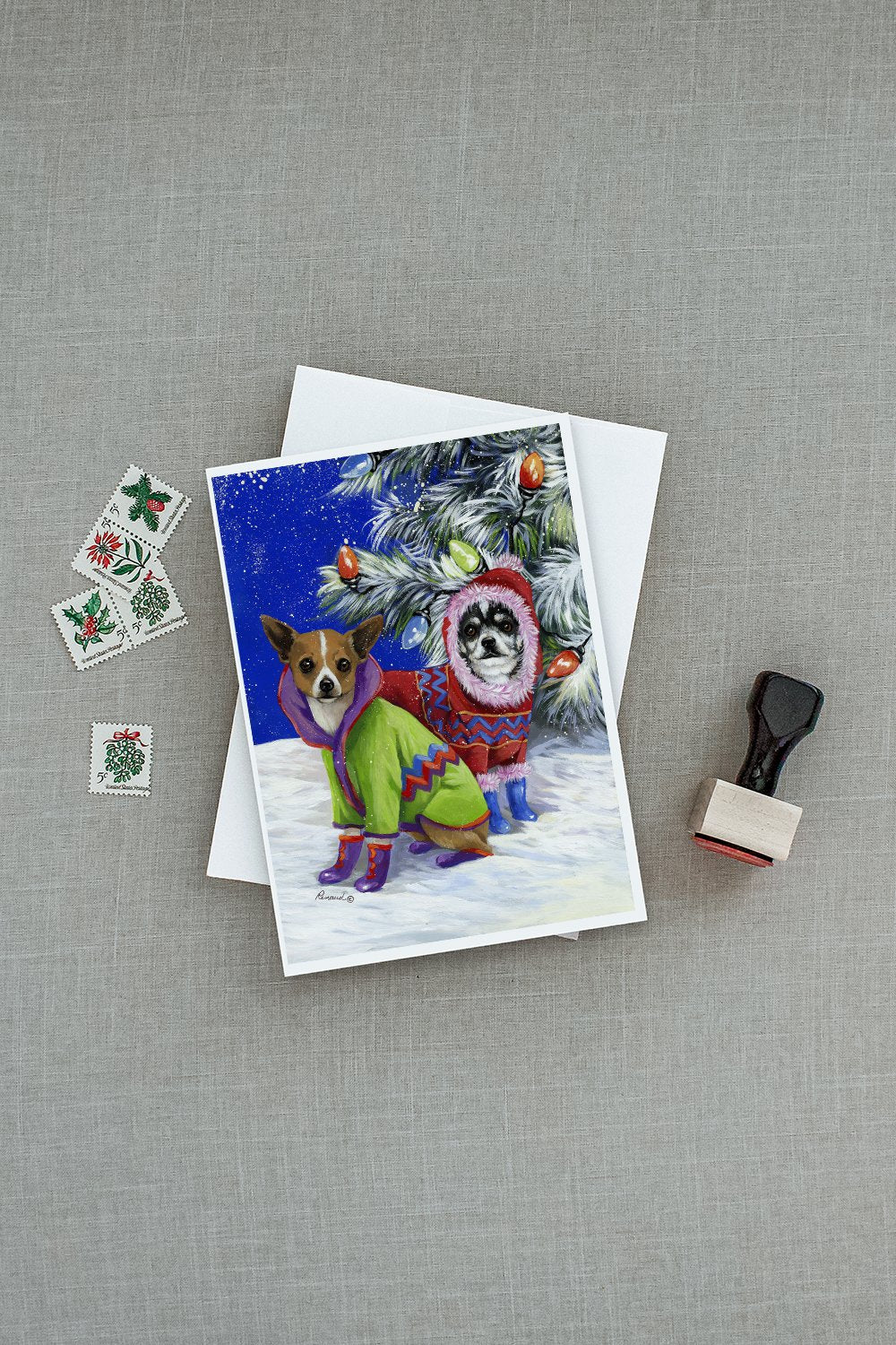 Chihuahua Christmas Snowflakes Greeting Cards Pack of 8 Blank Cards with Envelopes Whimsical A7 Size 5x7