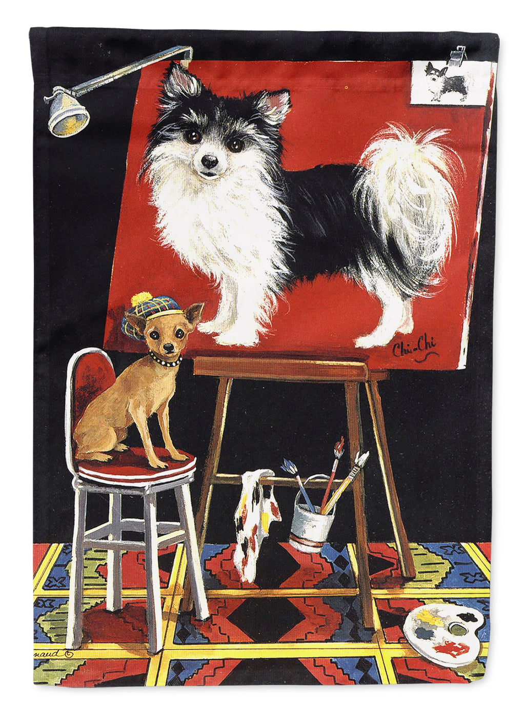 Chihuahua Think Big House Flag 28x40 Porch Sleeve Pole Decorative Outside Yard Banner Artwork Wall Hanging, Polyester