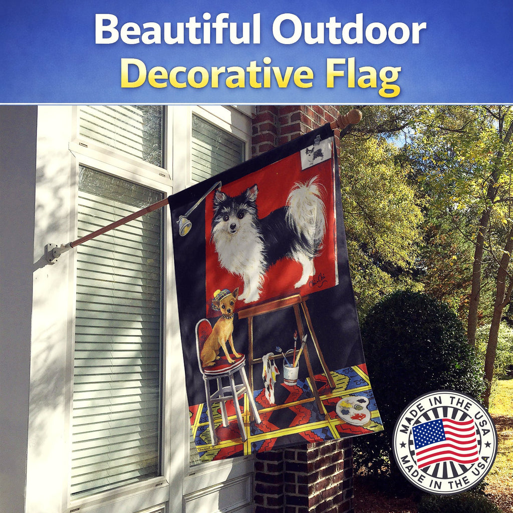 Chihuahua Think Big House Flag 28x40 Porch Sleeve Pole Decorative Outside Yard Banner Artwork Wall Hanging, Polyester