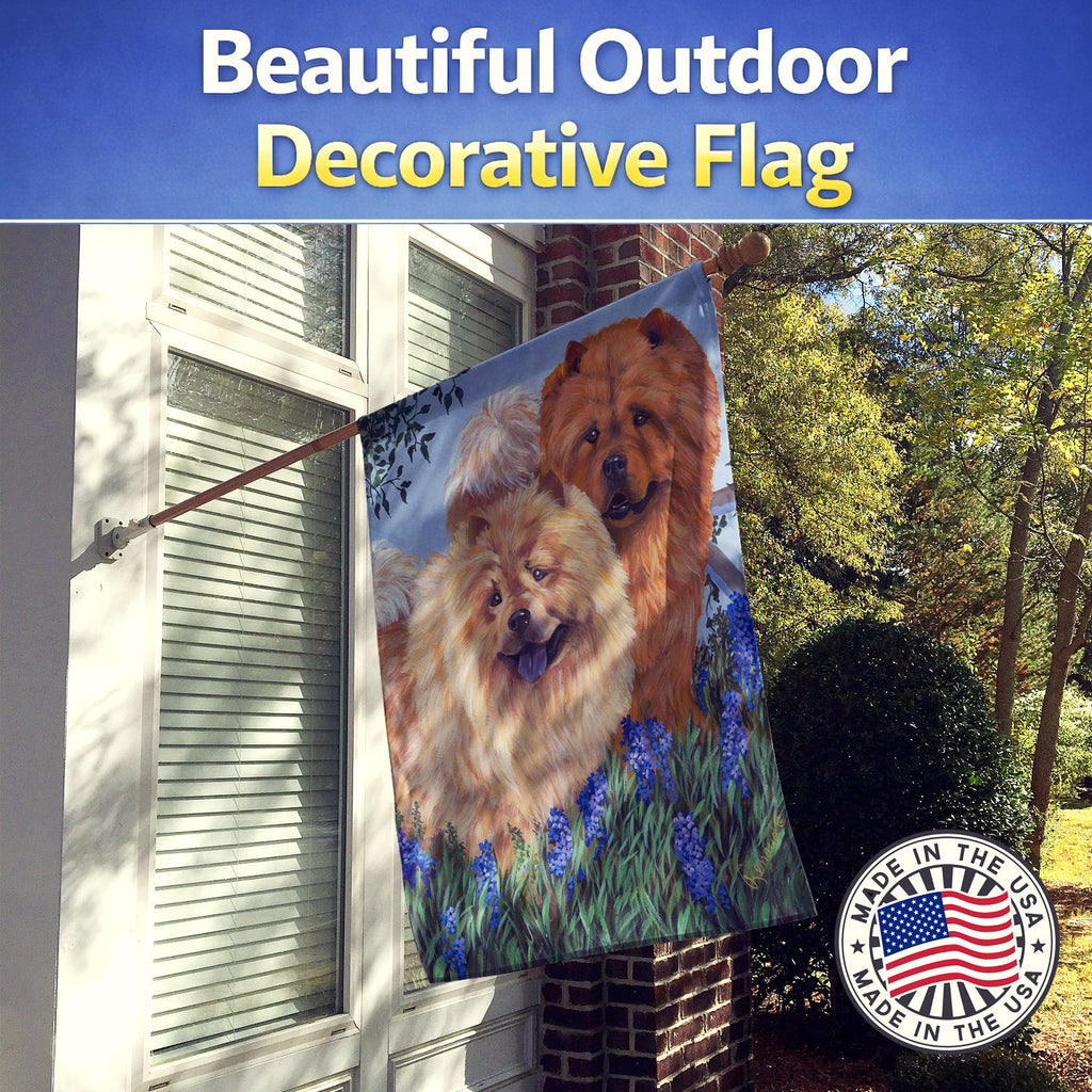 Chow Chow Meadow House Flag 28x40 Porch Sleeve Pole Decorative Outside Yard Banner Artwork Wall Hanging, Polyester