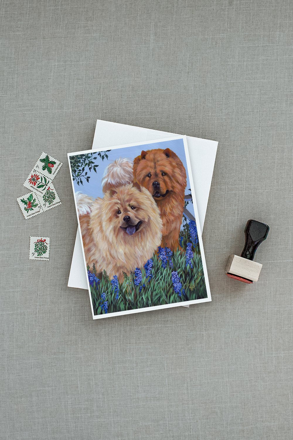 Chow Chow Meadow Greeting Cards Pack of 8 Blank Cards with Envelopes Whimsical A7 Size 5x7