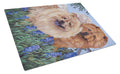Chow Chow Meadow Cutting Board Tempered Glass Kitchen Cutting Surface, Heat Resistant Chopping, Non-Slip Feet, Food Prep & Serving