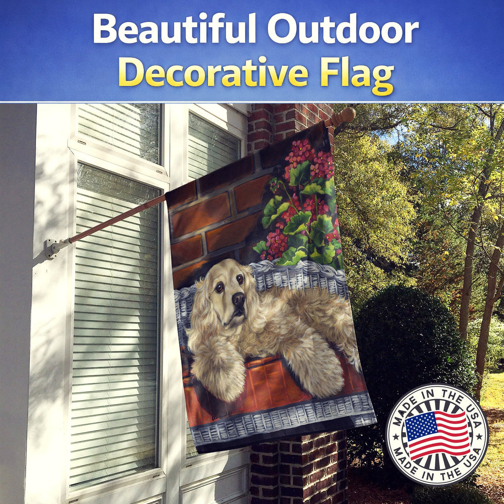 Cocker Spaniel Life is Good House Flag 28x40 Porch Sleeve Pole Decorative Outside Yard Banner Artwork Wall Hanging, Polyester