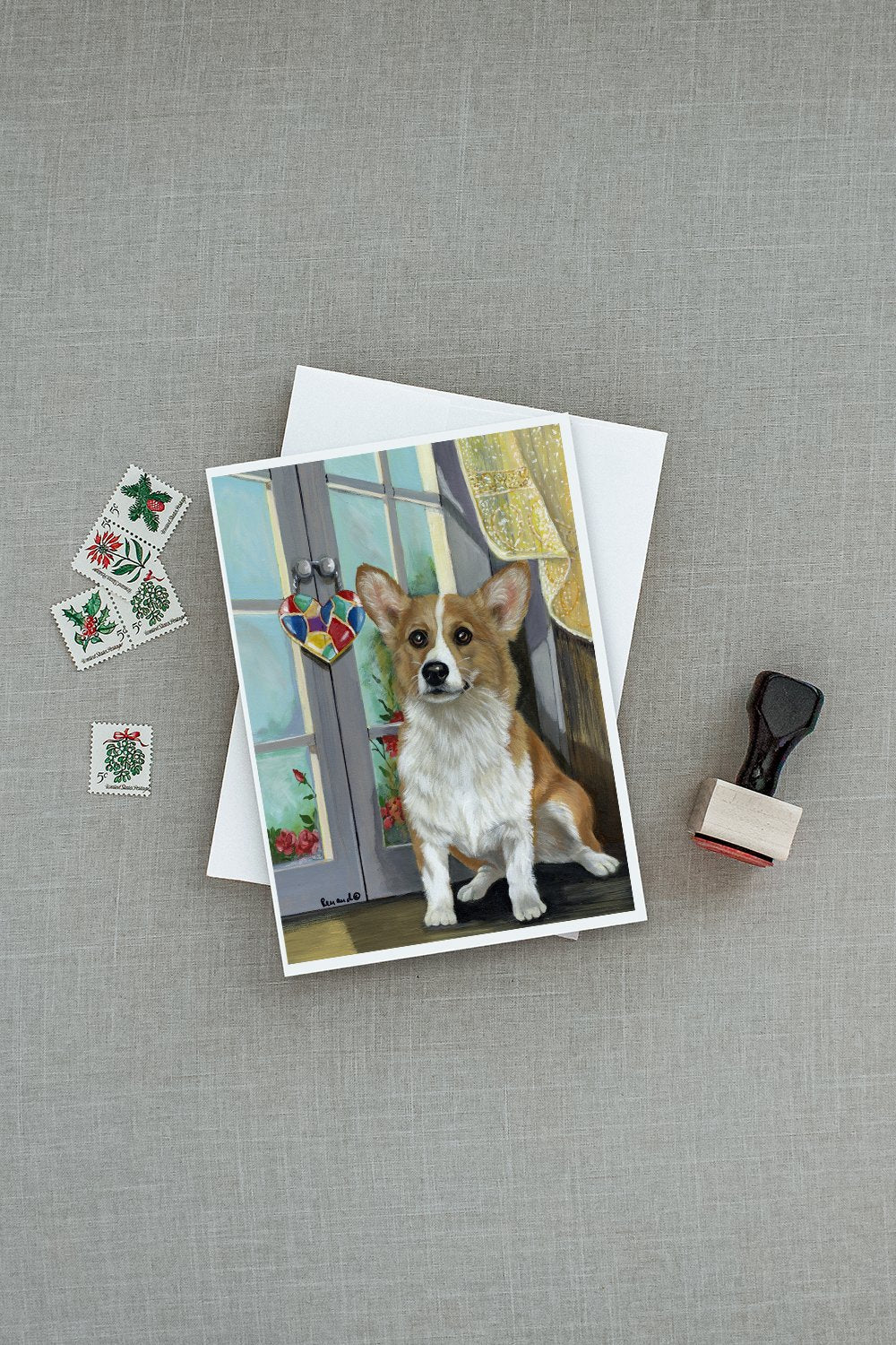 Corgi Suncatcher Greeting Cards Pack of 8 Blank Cards with Envelopes Whimsical A7 Size 5x7