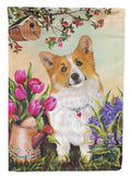 Corgi Sunshine House Flag 28x40 Porch Sleeve Pole Decorative Outside Yard Banner Artwork Wall Hanging, Polyester