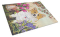 Corgi Sunshine Cutting Board Tempered Glass Kitchen Cutting Surface, Heat Resistant Chopping, Non-Slip Feet, Food Prep & Serving