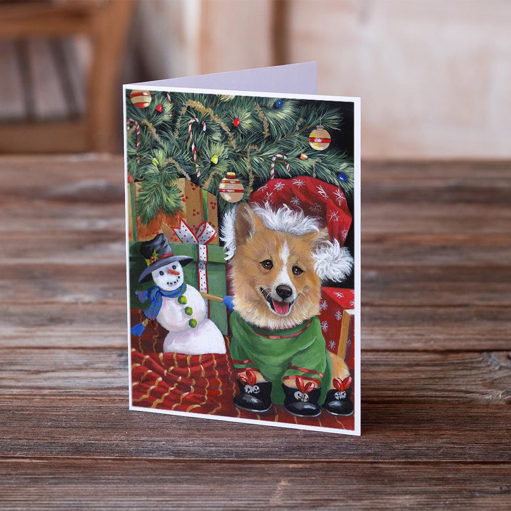 Corgi Under my Christmas Tree Greeting Cards Pack of 8 Blank Cards with Envelopes Whimsical A7 Size 5x7