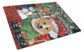 Corgi Under my Christmas Tree Cutting Board Tempered Glass Kitchen Cutting Surface, Heat Resistant Chopping, Non-Slip Feet, Food Prep & Serving