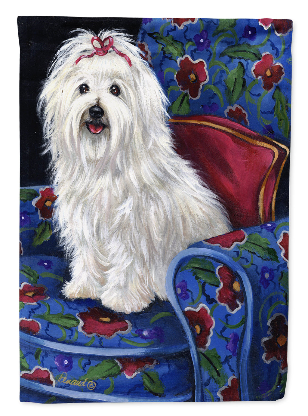 Coton De Tulear Royalty House Flag 28x40 Porch Sleeve Pole Decorative Outside Yard Banner Artwork Wall Hanging, Polyester