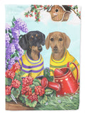 Dachshund Blooms House Flag 28x40 Porch Sleeve Pole Decorative Outside Yard Banner Artwork Wall Hanging, Polyester