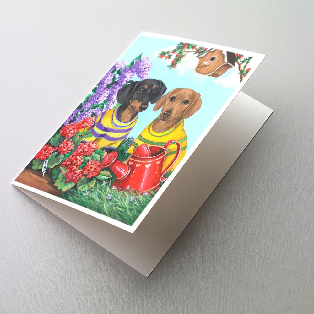 Dachshund Blooms Greeting Cards Pack of 8 Blank Cards with Envelopes Whimsical A7 Size 5x7