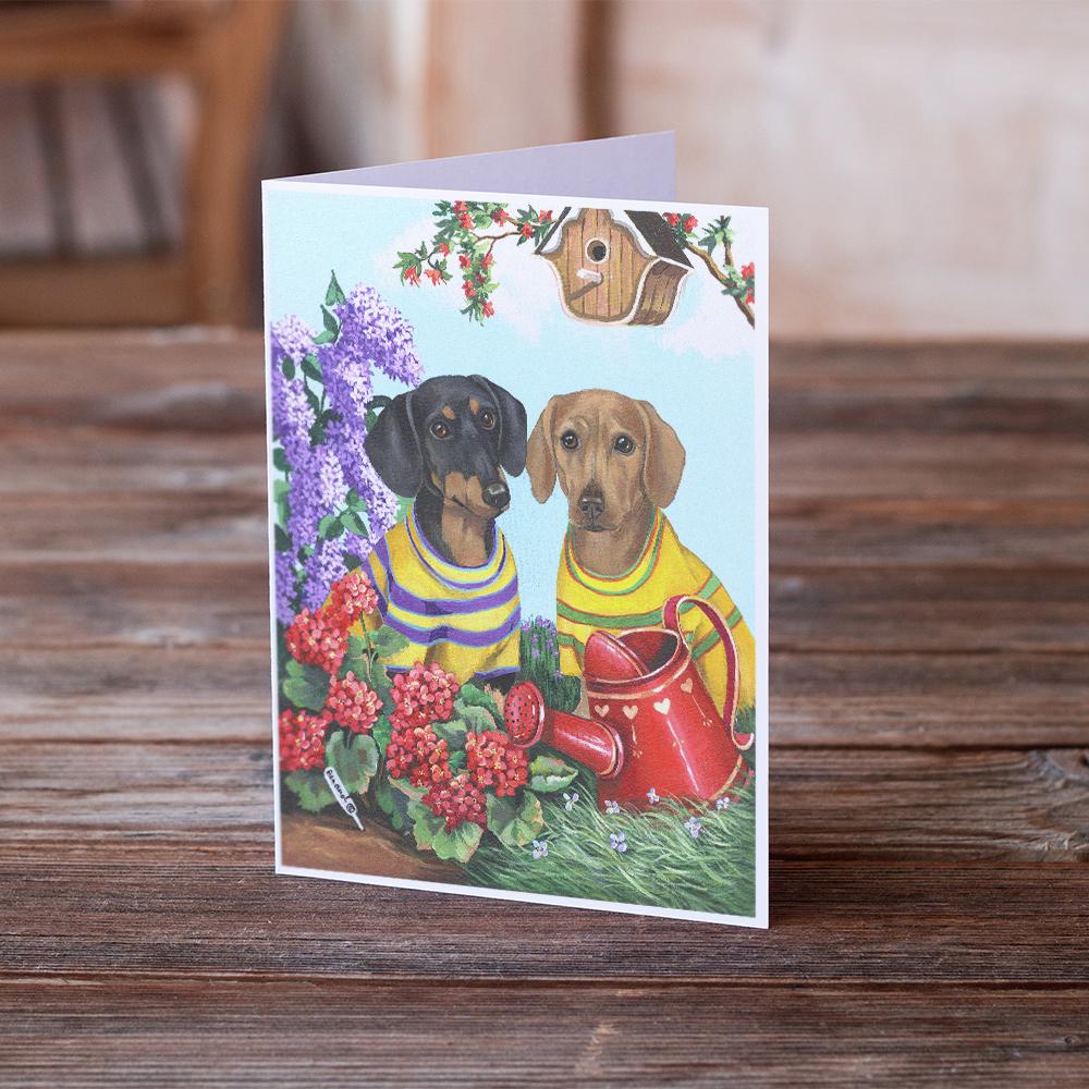 Dachshund Blooms Greeting Cards Pack of 8 Blank Cards with Envelopes Whimsical A7 Size 5x7