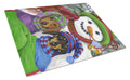 Dachshund Christmas Frosty and Company Cutting Board Tempered Glass Kitchen Cutting Surface, Heat Resistant Chopping, Non-Slip Feet, Food Prep & Serving