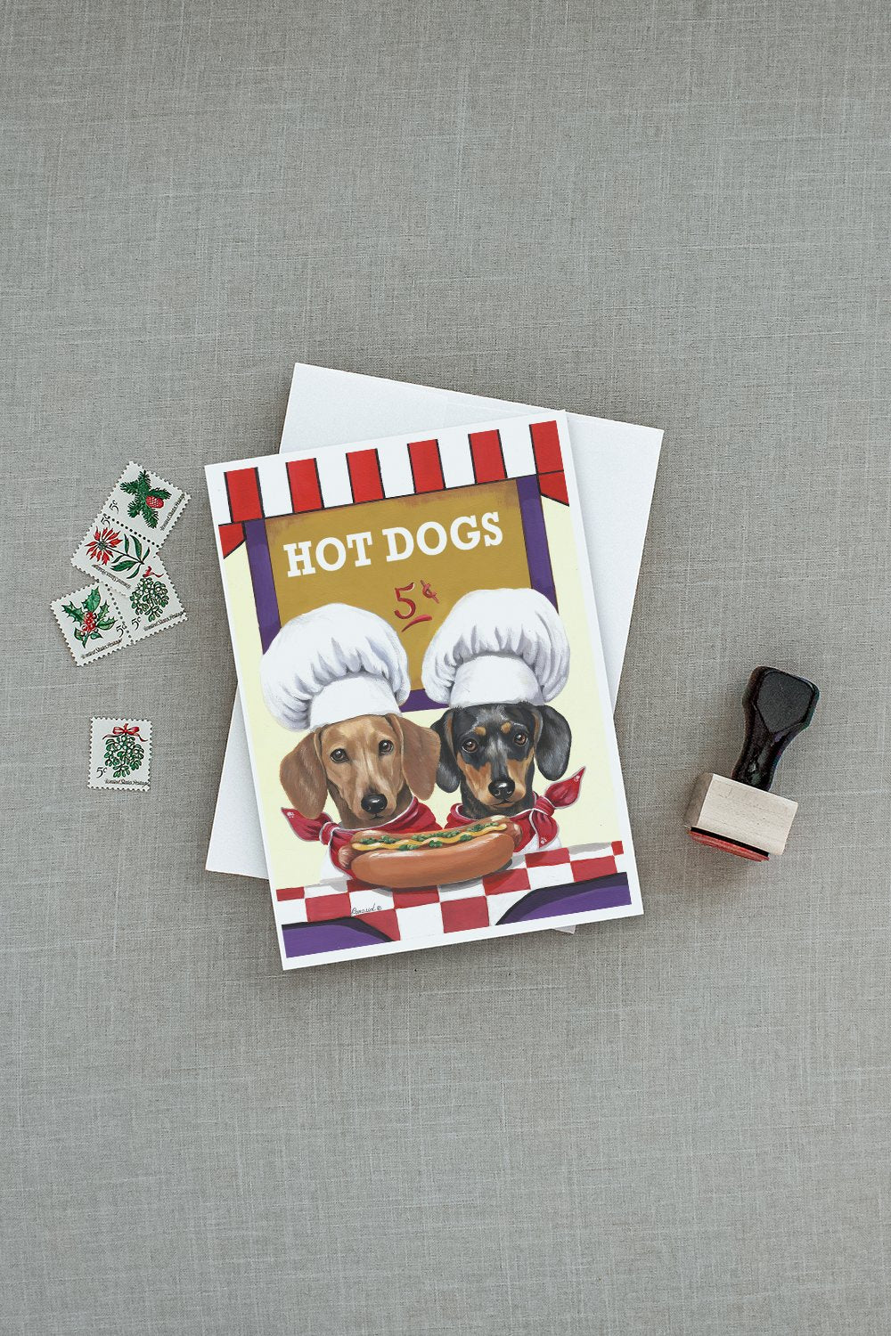 Dachshund Hot Dog Stand Greeting Cards Pack of 8 Blank Cards with Envelopes Whimsical A7 Size 5x7