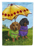 Dachshund Hot Doggies House Flag 28x40 Porch Sleeve Pole Decorative Outside Yard Banner Artwork Wall Hanging, Polyester