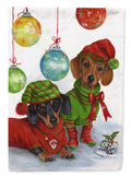 Dachshund Christmas Jingle House Flag 28x40 Porch Sleeve Pole Decorative Outside Yard Banner Artwork Wall Hanging, Polyester