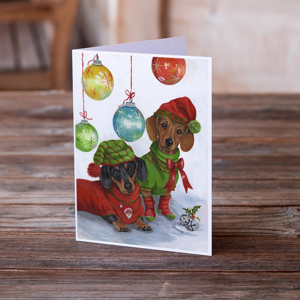 Dachshund Christmas Jingle Greeting Cards Pack of 8 Blank Cards with Envelopes Whimsical A7 Size 5x7