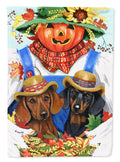 Dachshund Fall Scarecrow House Flag 28x40 Porch Sleeve Pole Decorative Outside Yard Banner Artwork Wall Hanging, Polyester