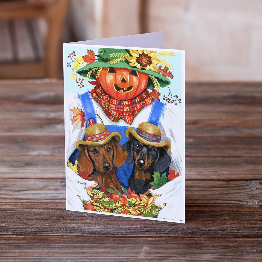 Dachshund Fall Scarecrow Greeting Cards Pack of 8 Blank Cards with Envelopes Whimsical A7 Size 5x7