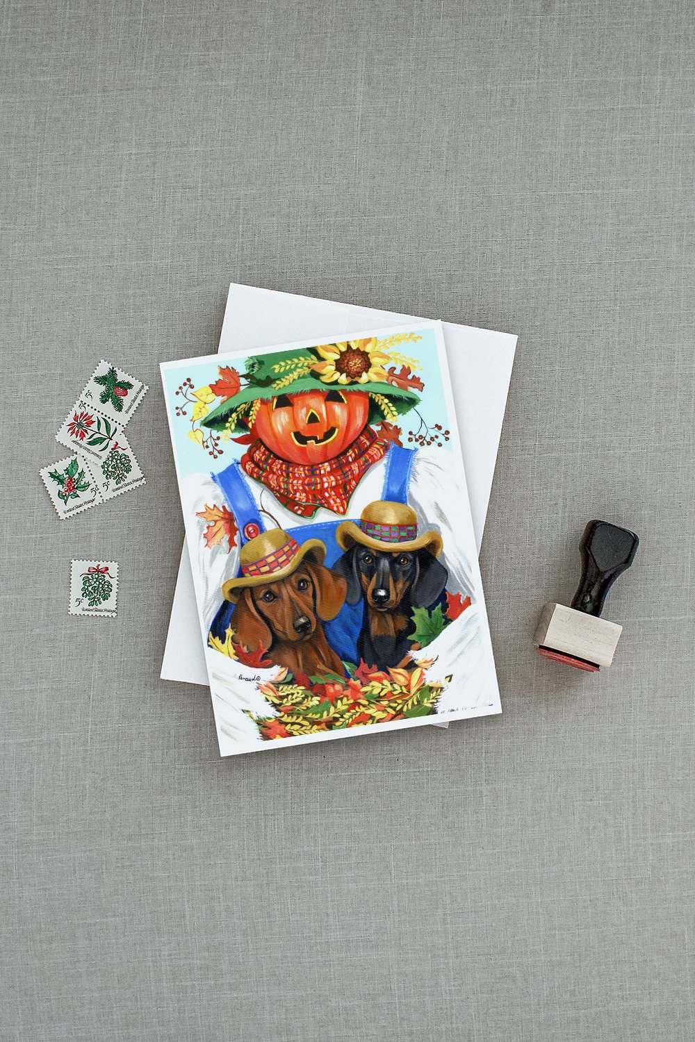 Dachshund Fall Scarecrow Greeting Cards Pack of 8 Blank Cards with Envelopes Whimsical A7 Size 5x7