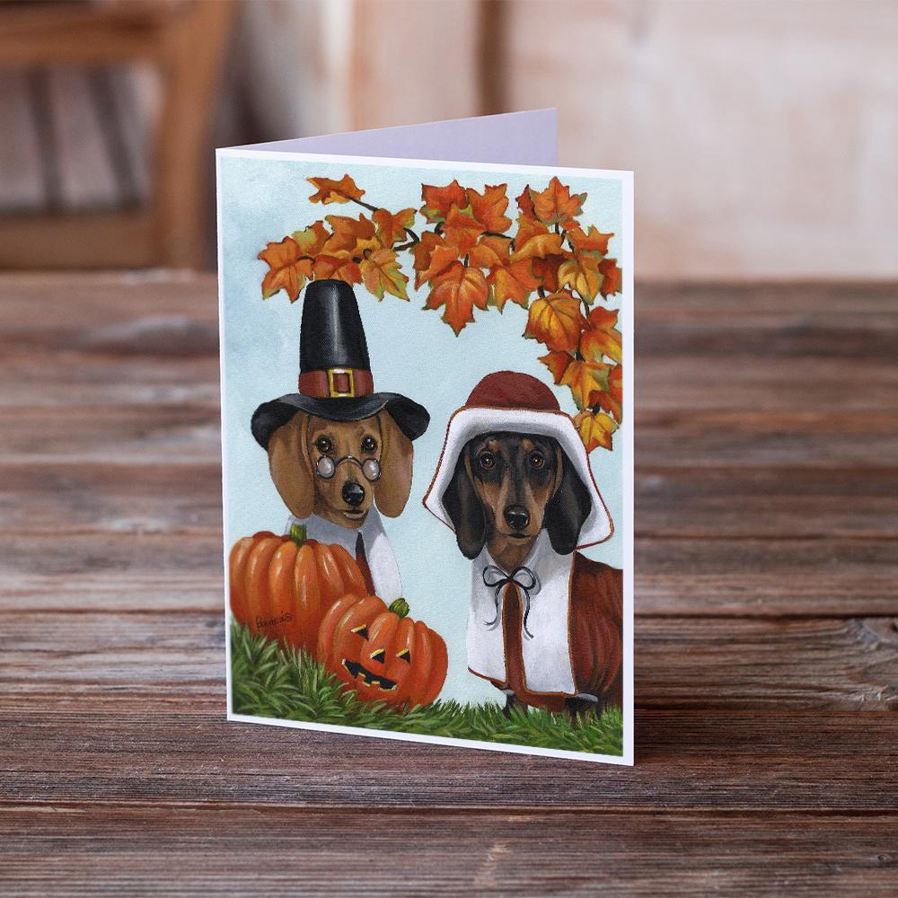 Dachshund Thanksgiving Pilgrims Greeting Cards Pack of 8 Blank Cards with Envelopes Whimsical A7 Size 5x7