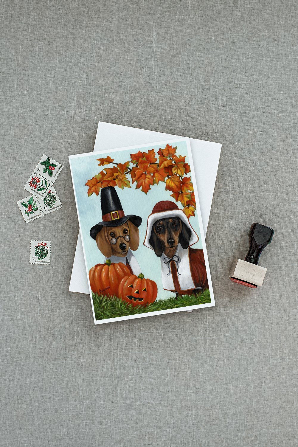 Dachshund Thanksgiving Pilgrims Greeting Cards Pack of 8 Blank Cards with Envelopes Whimsical A7 Size 5x7