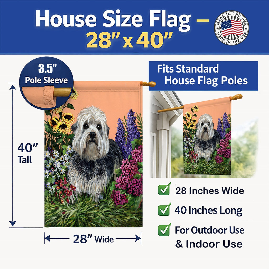 Dandie Dinmont Terrier House Flag 28x40 Porch Sleeve Pole Decorative Outside Yard Banner Artwork Wall Hanging, Polyester