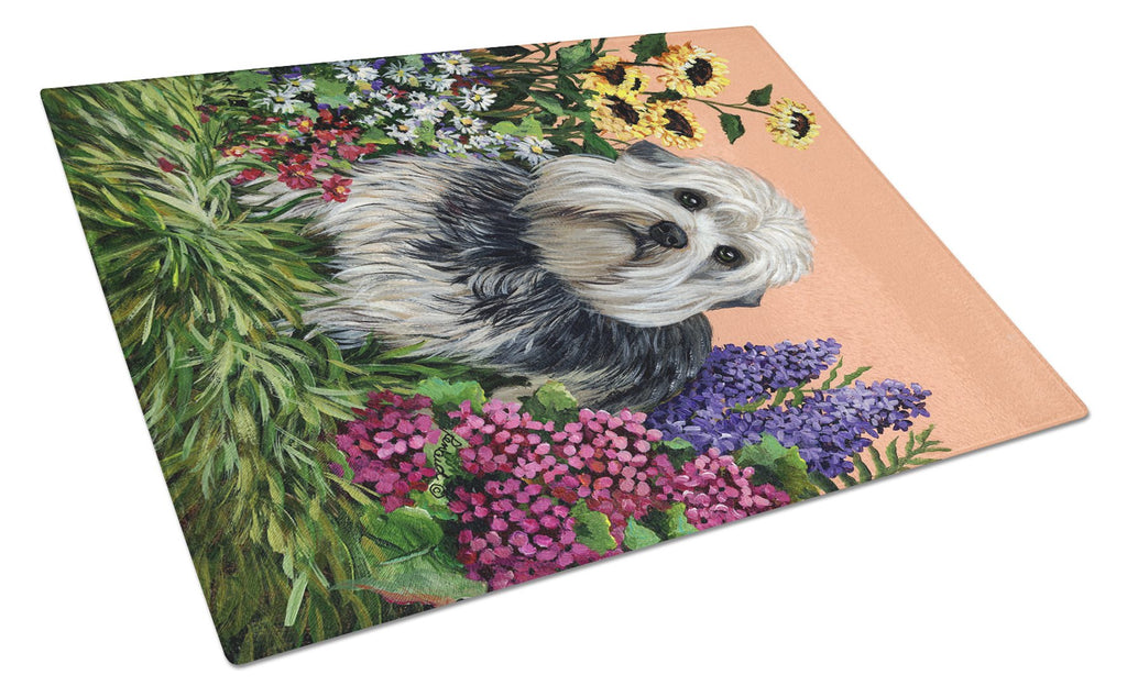 Dandie Dinmont Terrier Cutting Board Tempered Glass Kitchen Cutting Surface, Heat Resistant Chopping, Non-Slip Feet, Food Prep & Serving