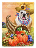English Bulldog Autumn House Flag 28x40 Porch Sleeve Pole Decorative Outside Yard Banner Artwork Wall Hanging, Polyester