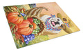 English Bulldog Autumn Cutting Board Tempered Glass Kitchen Cutting Surface, Heat Resistant Chopping, Non-Slip Feet, Food Prep & Serving