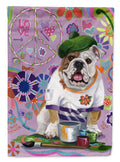English Bulldog Flower Power House Flag 28x40 Porch Sleeve Pole Decorative Outside Yard Banner Artwork Wall Hanging, Polyester